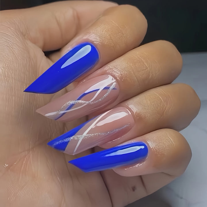 Stiletto Nail Art Extensions with Abstract Design Bowlift