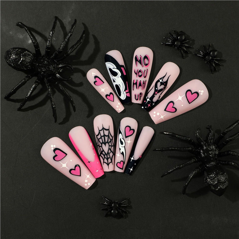 Artistic Halloween-Themed Press-On Nail Set Bowlift