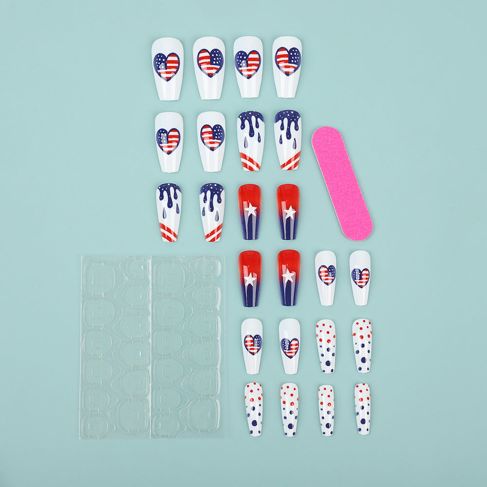 Artificial nails in patriotic heart design Bowlift