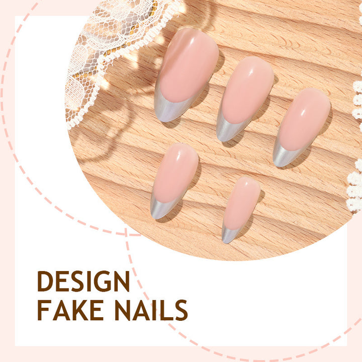 Acrylic Nail Set with Modern French Tip Design Bowlift