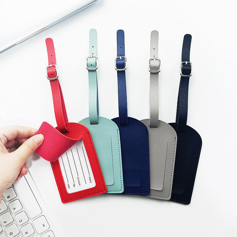 premium PU leather luggage tag with adjustable buckle strap Bowlift