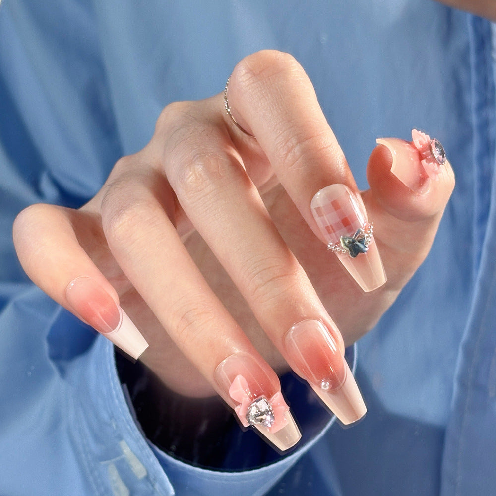 Floral Gemstone Press-On Nail Set Bowlift