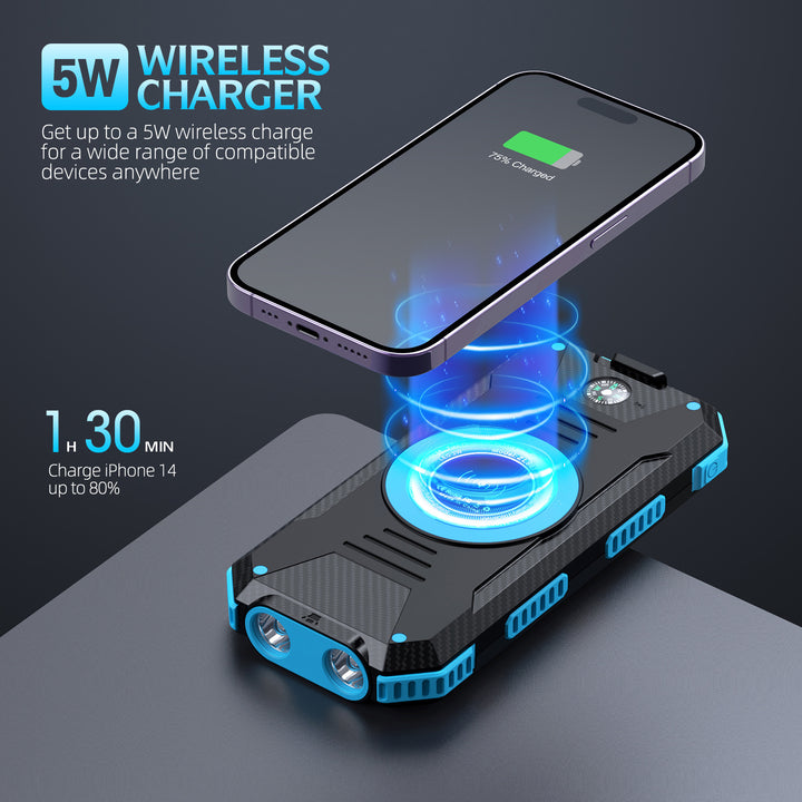 Solar-powered power bank with integrated compass and LED lighting Bowlift