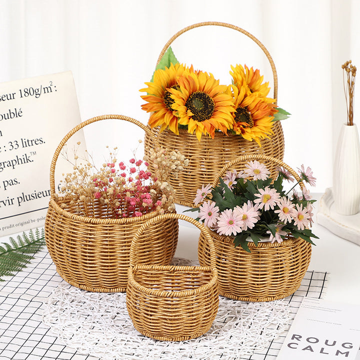 Handwoven Round Storage Basket Bowlift