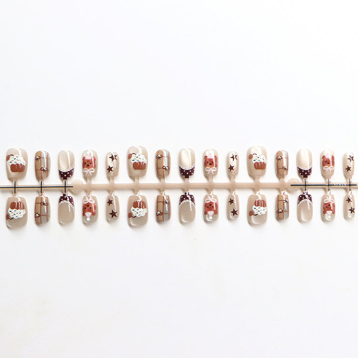 Whimsical Cupcake-Themed Press-On Nail Art Set Bowlift