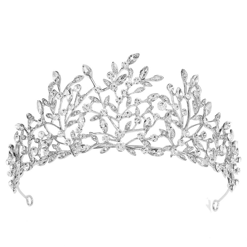 Ladies Elegant Headband with Floral Decorations and Rhinestones Bowlift