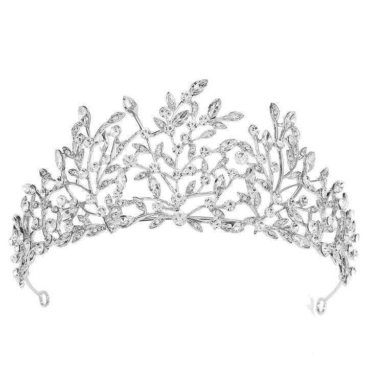 Ladies Elegant Headband with Floral Decorations and Rhinestones Bowlift
