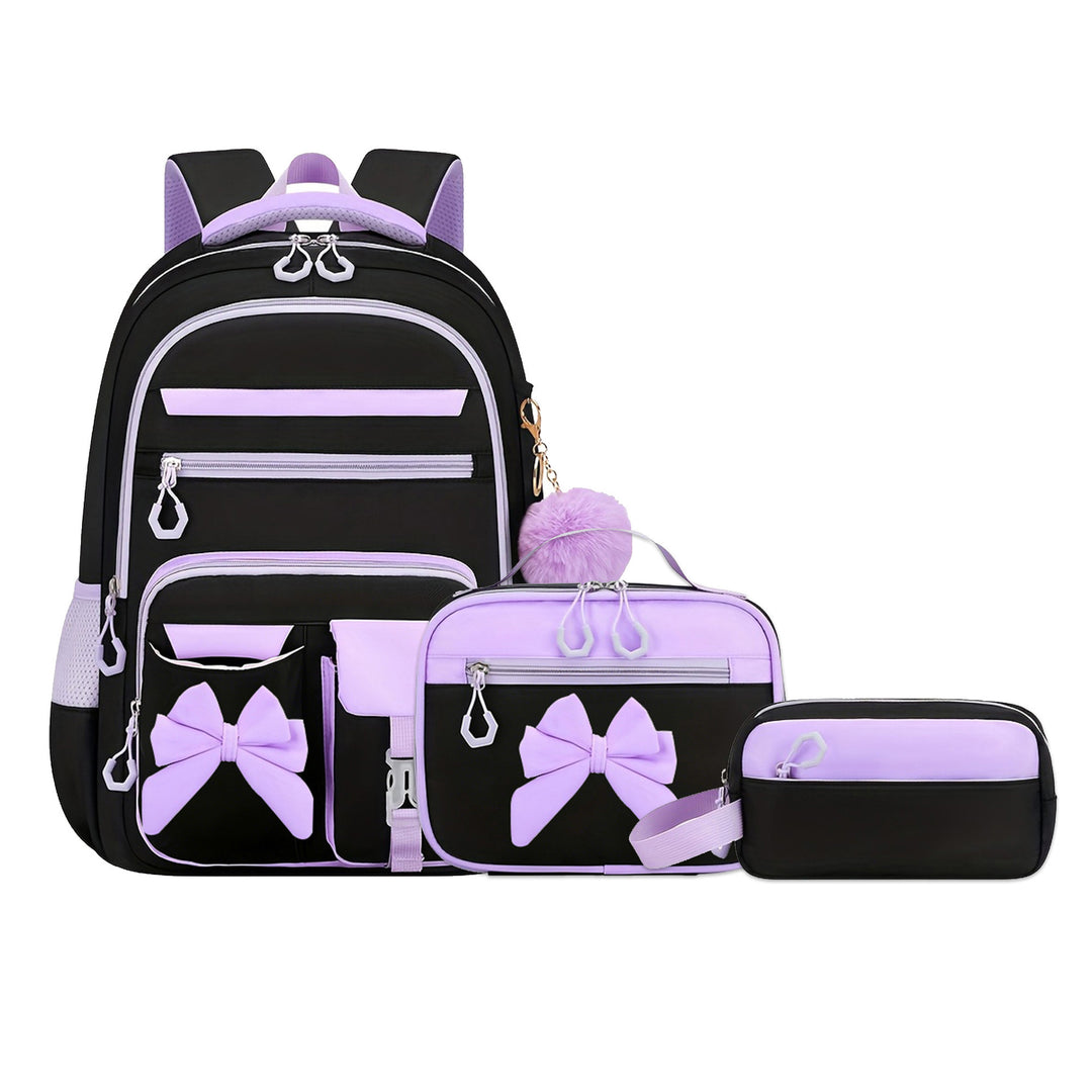 Cute Bow Design Backpack Set