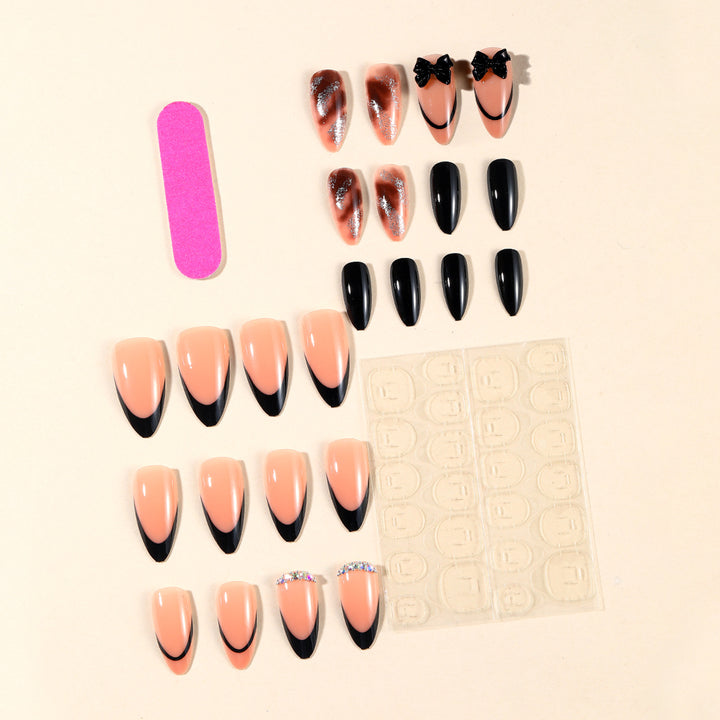 Artistic Stiletto Nail Art Extensions with Bow Accents Bowlift