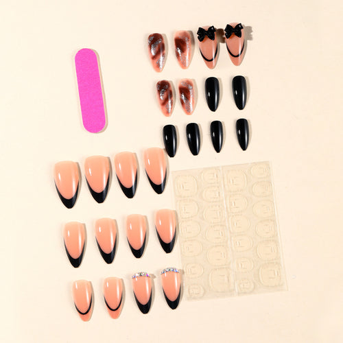 Artistic Stiletto Nail Art Extensions with Bow Accents Bowlift