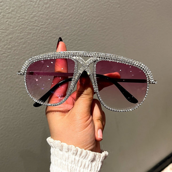 Women's Glamorous oversized Sunglasses with sparkling Crystal frame Bowlift