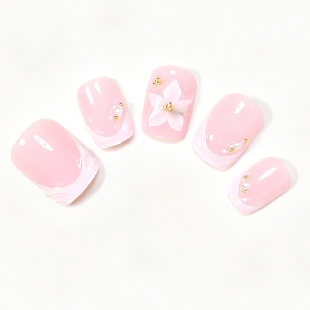 Floral Accented Press-On Nail Art Set Bowlift