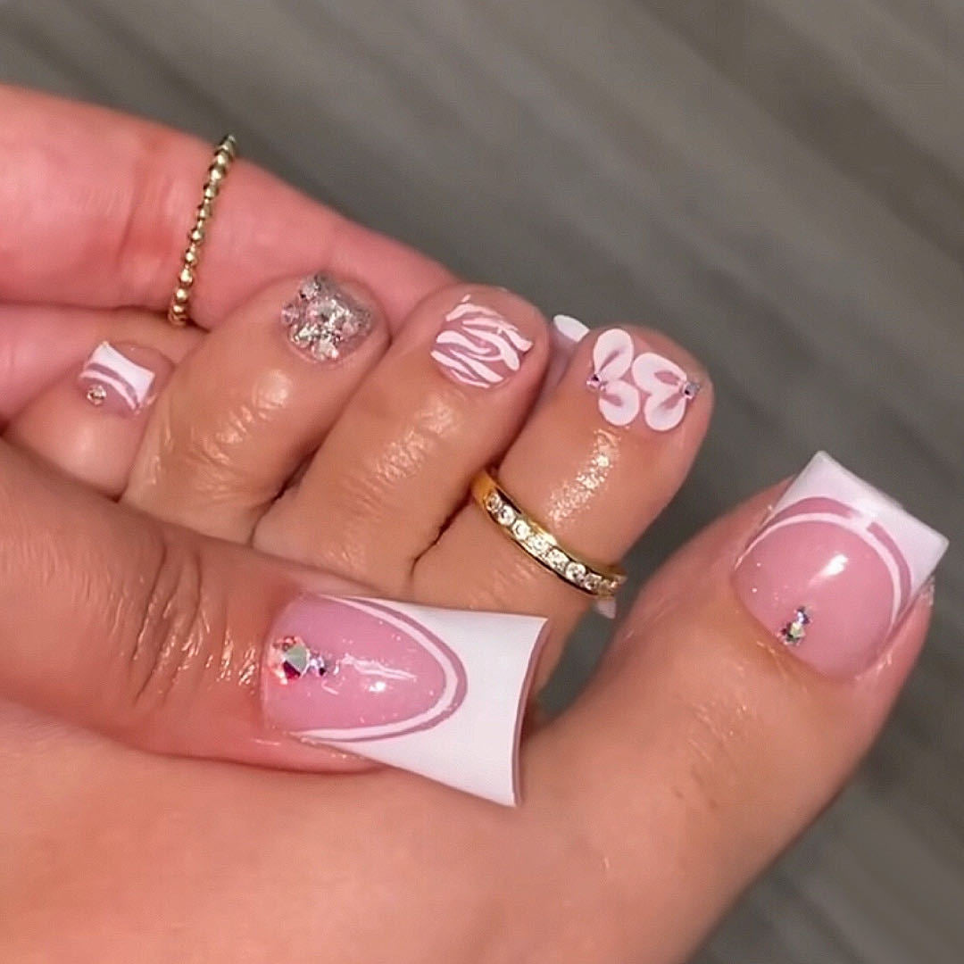 Elegant Decorative Acrylic Toe Nail Art Bowlift