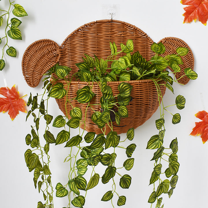 Decorative Dog-Shaped Woven Storage Basket Bowlift