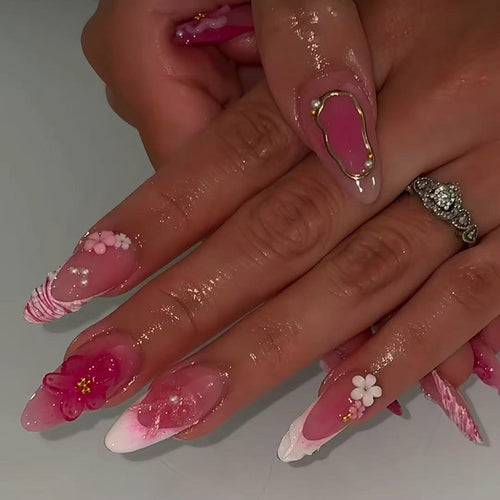 Artistic Floral Detail Press-On Nails Bowlift