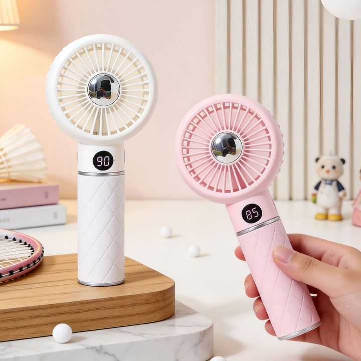 Women's Portable Mini Fan with Digital Display Bowlift