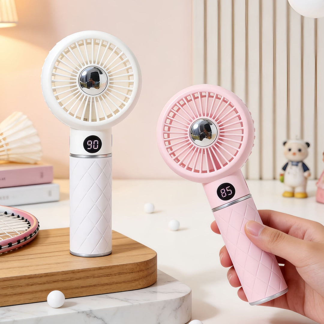 Portable Hand Fan with Digital Temperature Display and Comfortable Design Bowlift