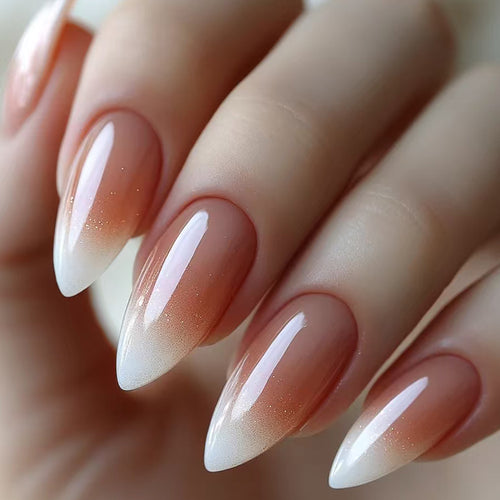 Elegant Ombre Almond Press-On Nails Bowlift