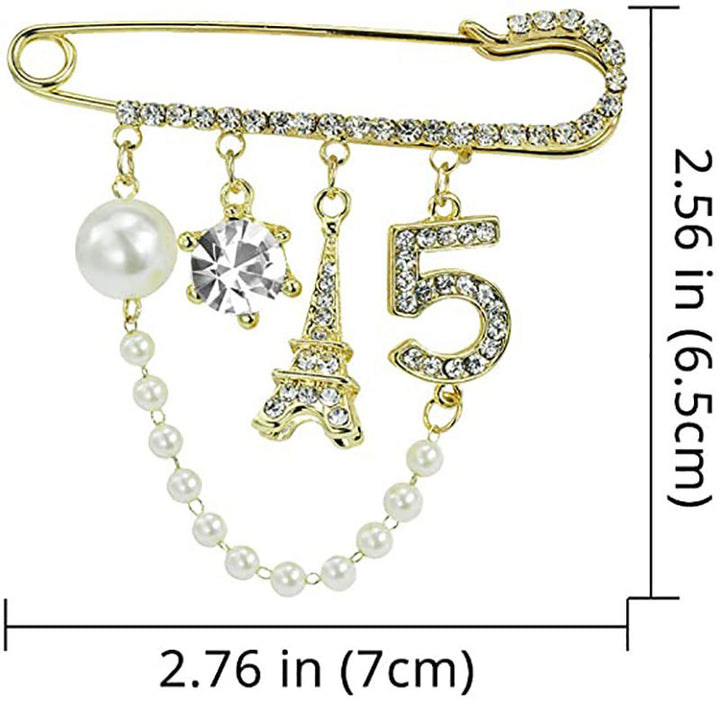 Elegant Brooch with Pearls and Rhinestones Bowlift