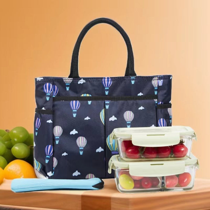 Multi-Pocket Candy Print Tote Bag Bowlift