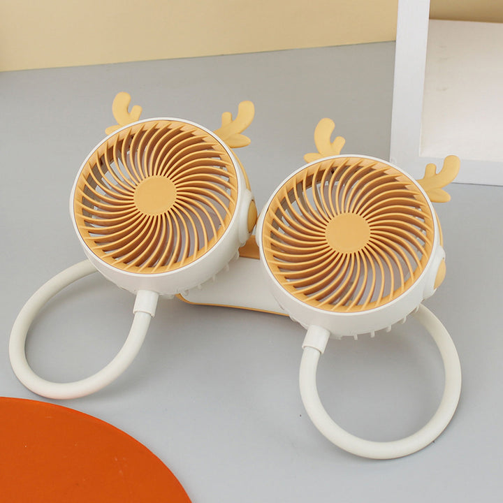 Women's Wearable Neck Fan with Dual Rotating Blades Bowlift