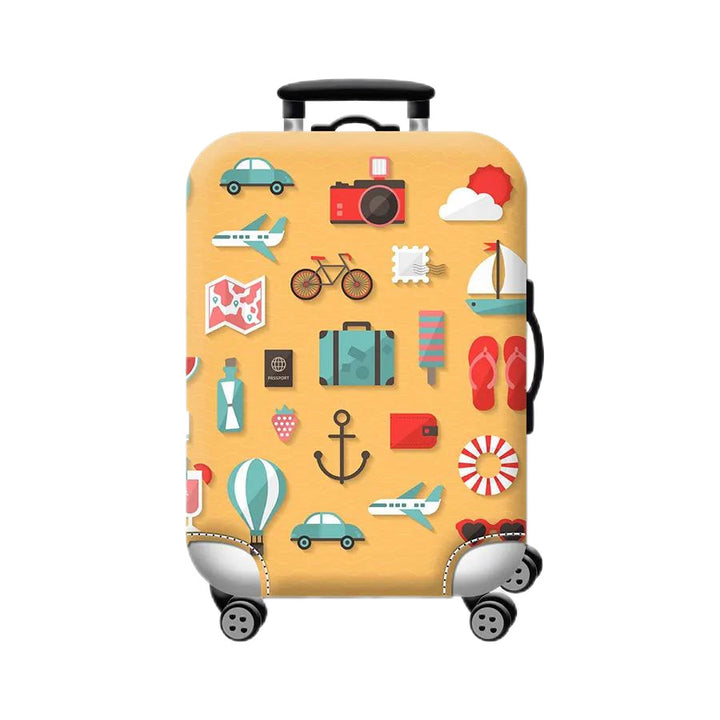 Unisex hard-shell cabin trolley with vintage travel illustration, 360° swivel wheels and telescopic handle Bowlift