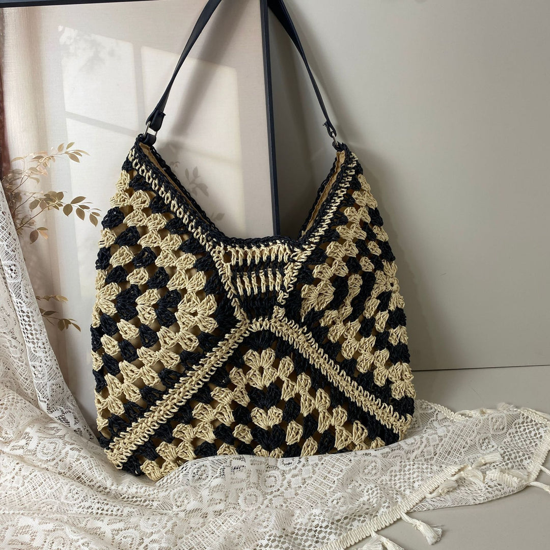 Handcrafted basket bag with unique circular pattern Bowlift