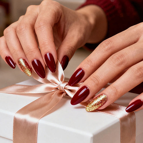 Acrylic nail set with extravagant glitter and classic design Bowlift