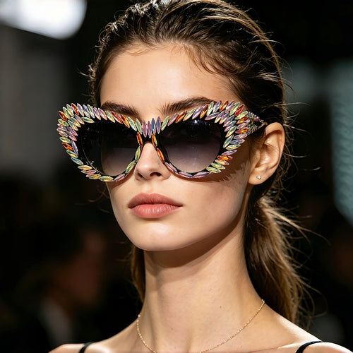 Women extravagant Cat-Eye sunglasses with diverse jewelry details Bowlift