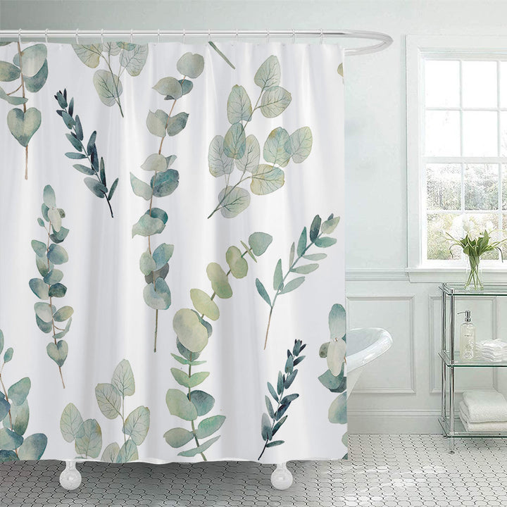 Botanical Leaf Pattern Shower Curtain Bowlift