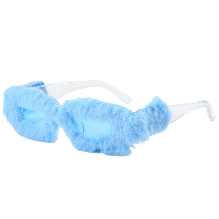 Ladies extravagant sunglasses with luxurious fur frame Bowlift