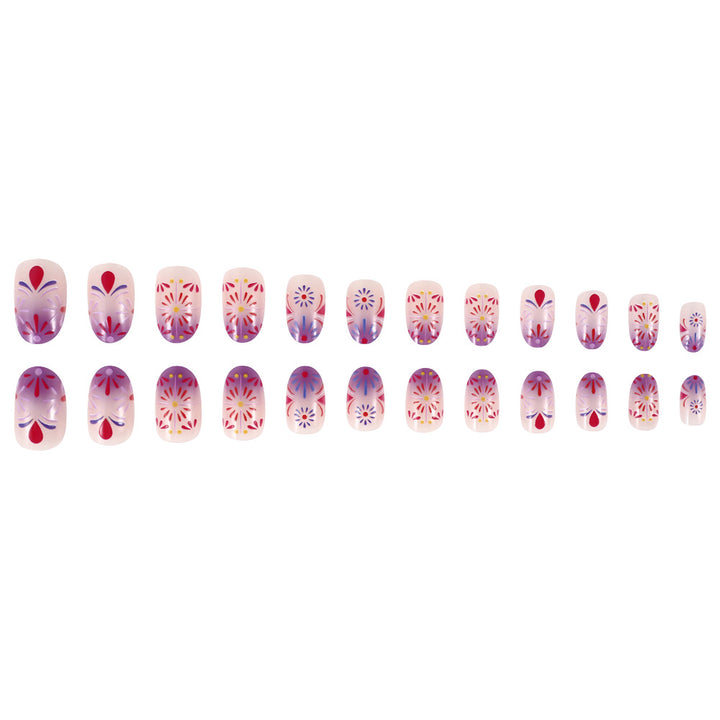 Decorative Floral Design Press-On Nails Bowlift