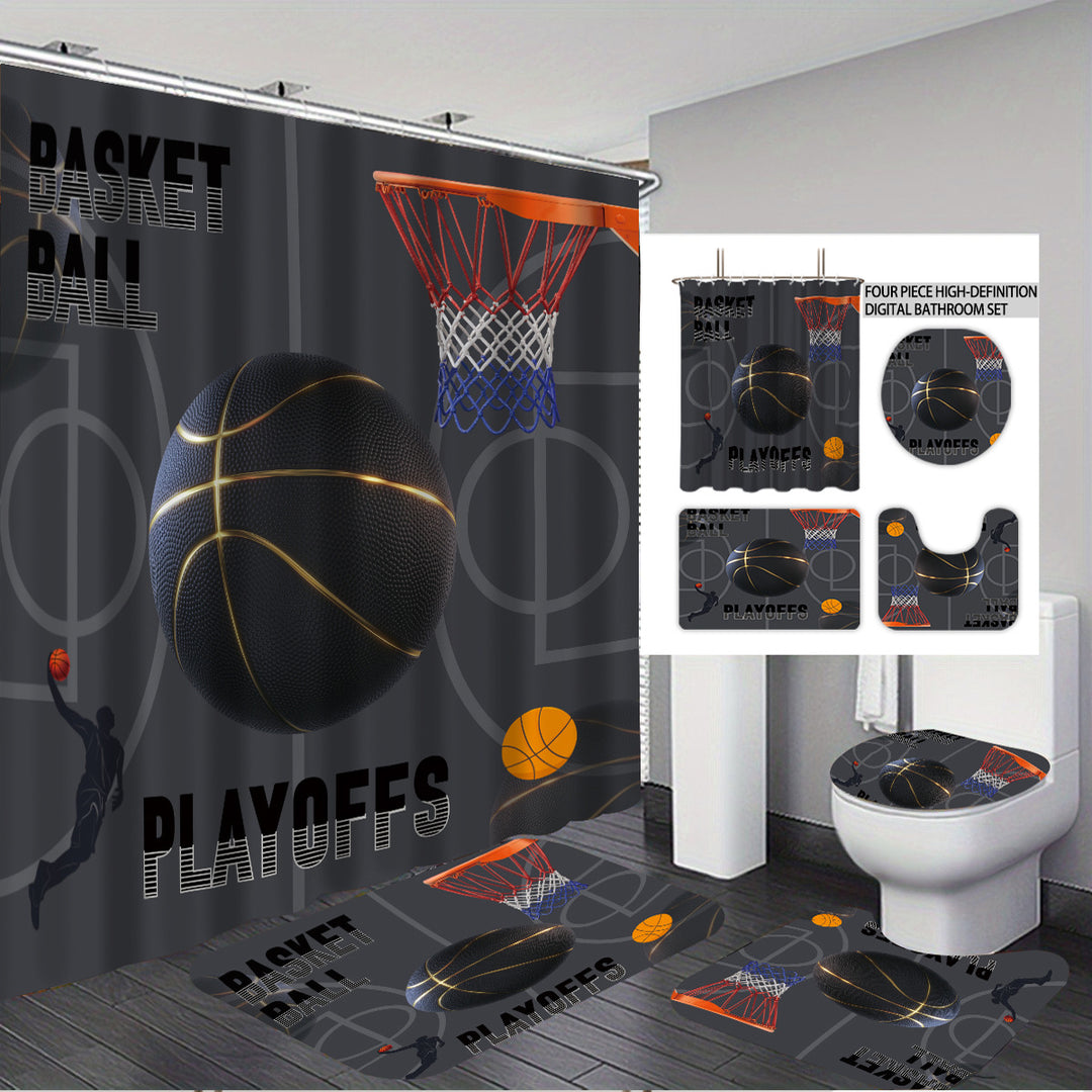 High-Definition Basketball-Themed Bathroom Décor Set Bowlift