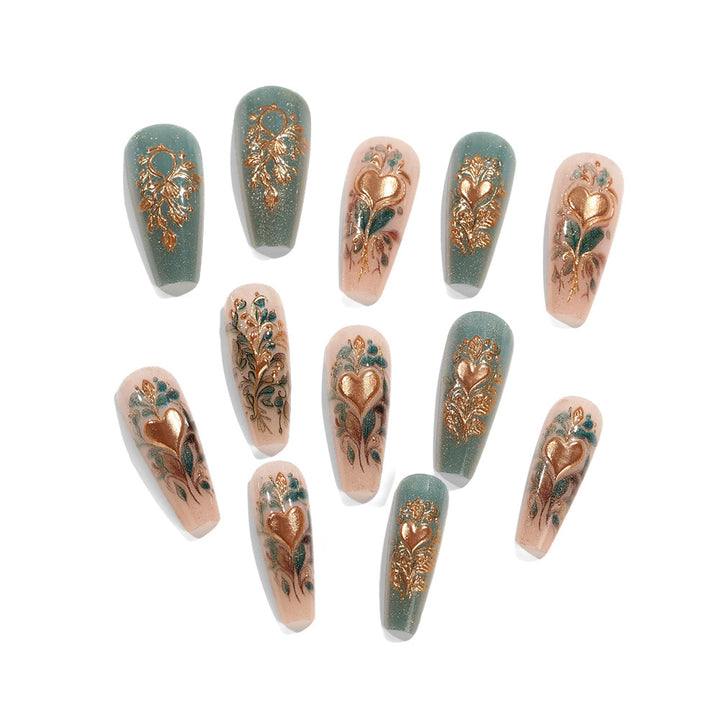 Artificial nails with floral design elements Bowlift