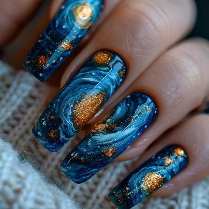 Creative Nail Art Set with Galactic Design Bowlift