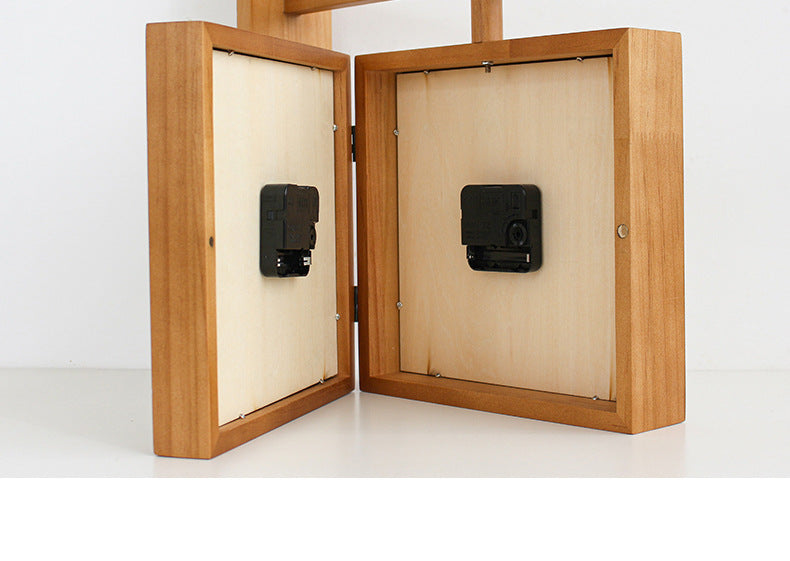 BowLift | Wall-Corner-Two-Sided Wood-Analog-Clock