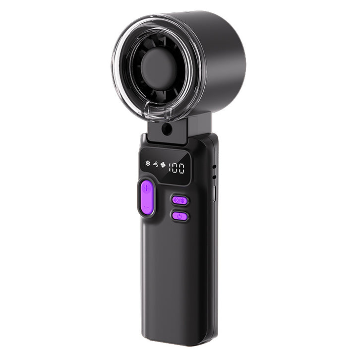 Cooling rechargeable handheld digital display misting mini fan with adjustable tilt and USB-C charging Bowlift