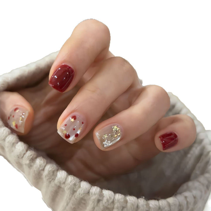 Nail set with sparkling glitter details and creative designs Bowlift