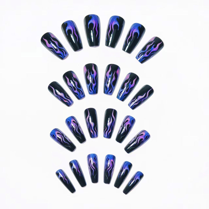 Artistic Flame-Patterned Nail Art Bowlift