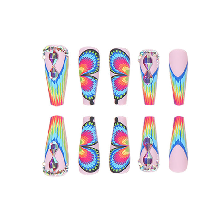 Butterfly-Inspired Artistic Stiletto Nail Art Bowlift