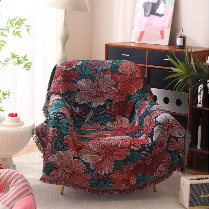 Floral Print Woven Throw Blanket