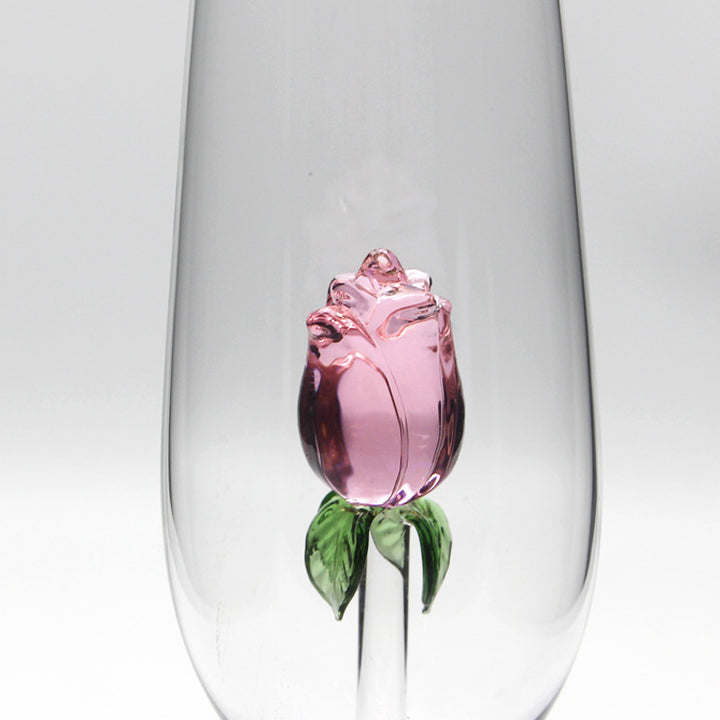 Hand-blown Rose Stem Wine Glass Bowlift