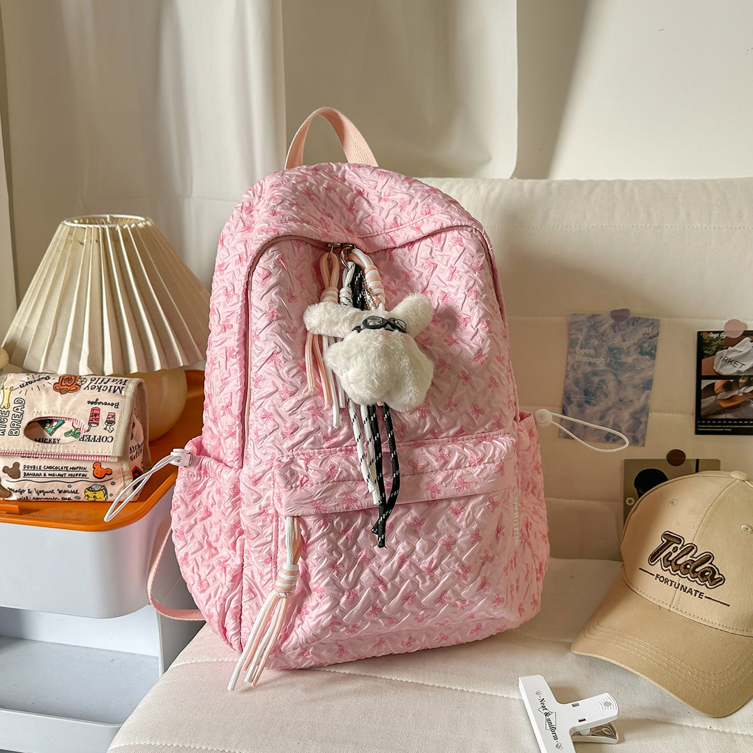 Textured Plush Multi-Compartt Backpack Bowlift