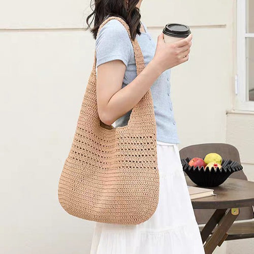 Handbag Made of Hand-Crocheted Natural Material Bowlift