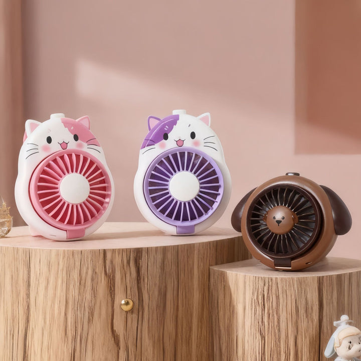 Women's Portable Hand Fan in Playful Dog Design Bowlift