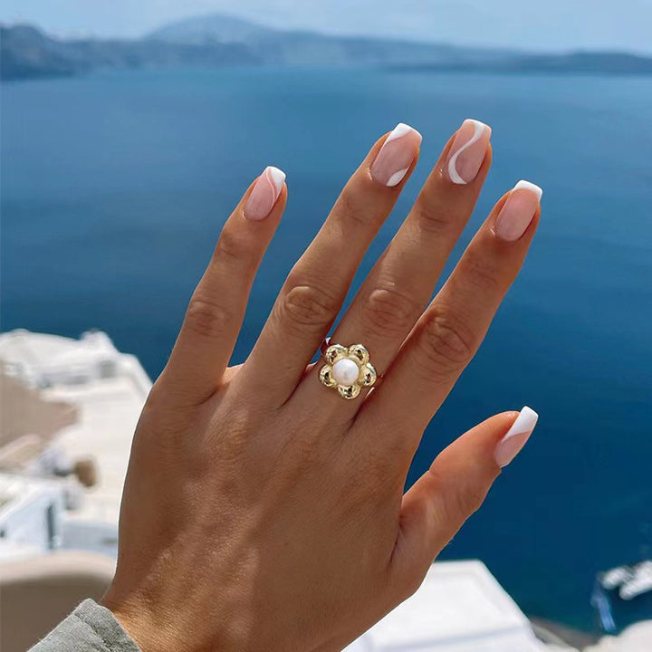 Natural artificial nails with elegant French design Bowlift