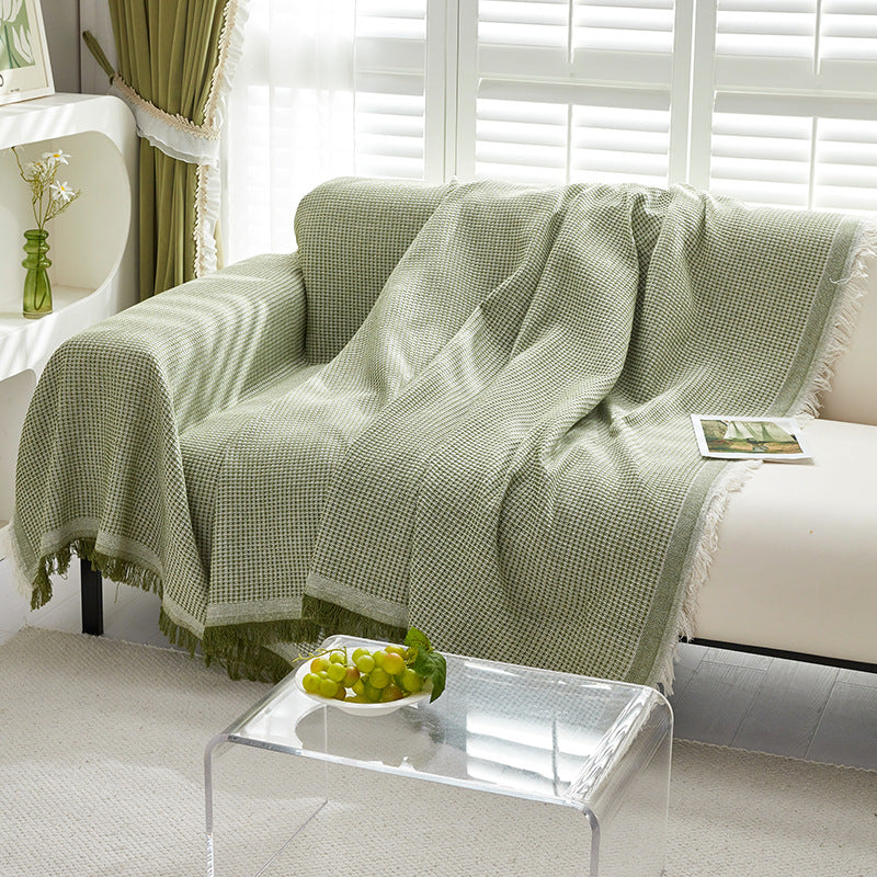 Decorative Fringed Geometric Jacquard Sofa Throw Cover Bowlift