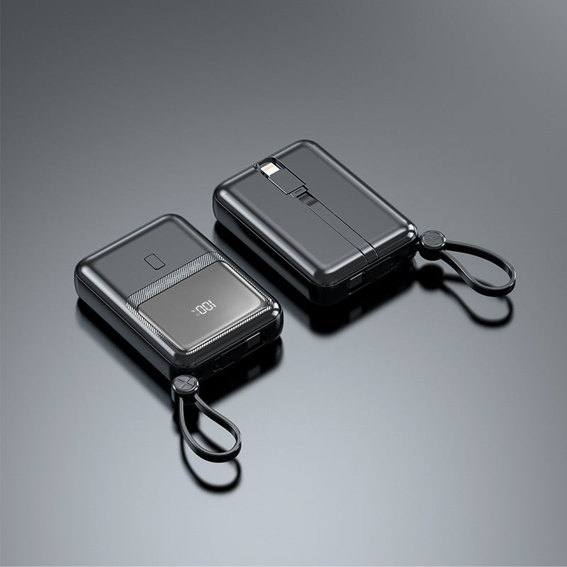 Compact power bank with integrated charging cable and digital display Bowlift