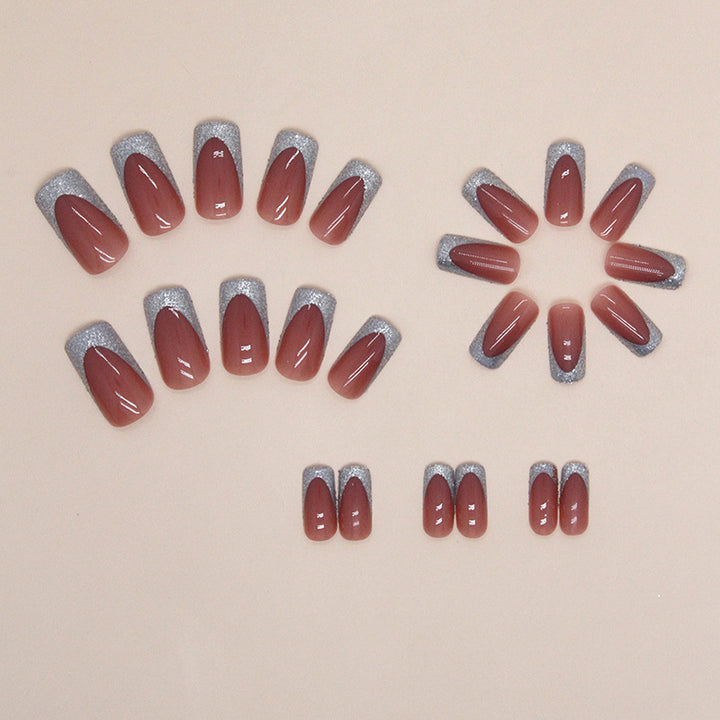 Glittering French Tip Nail Art Bowlift