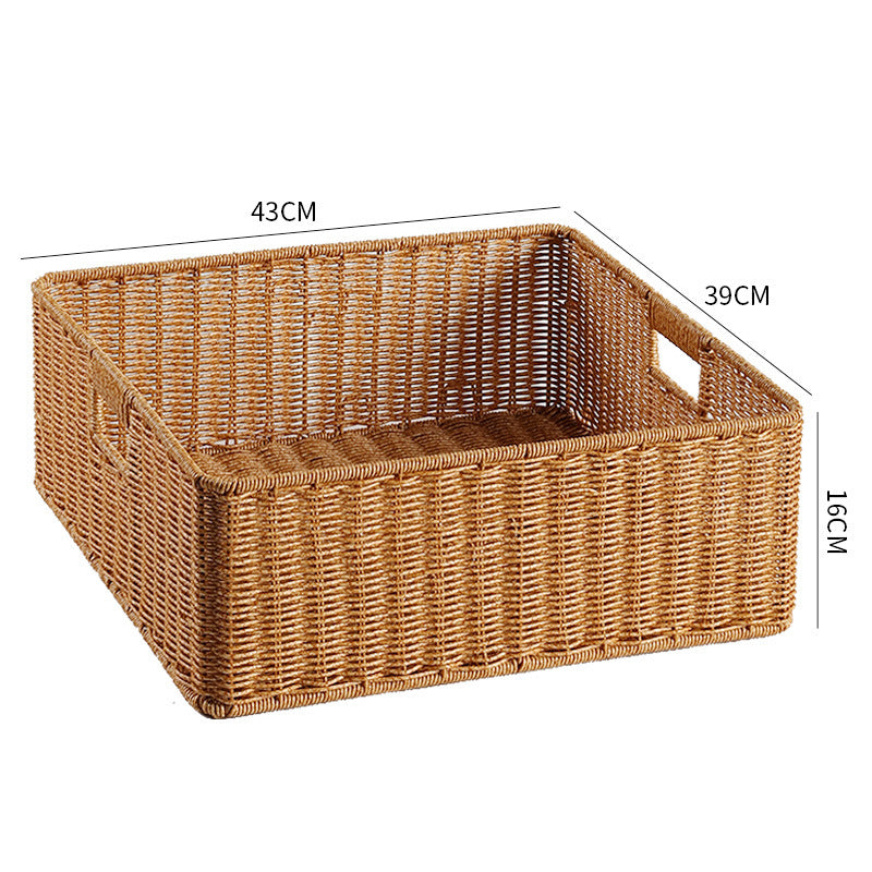 Handwoven Storage Basket with Cutout Handles Bowlift